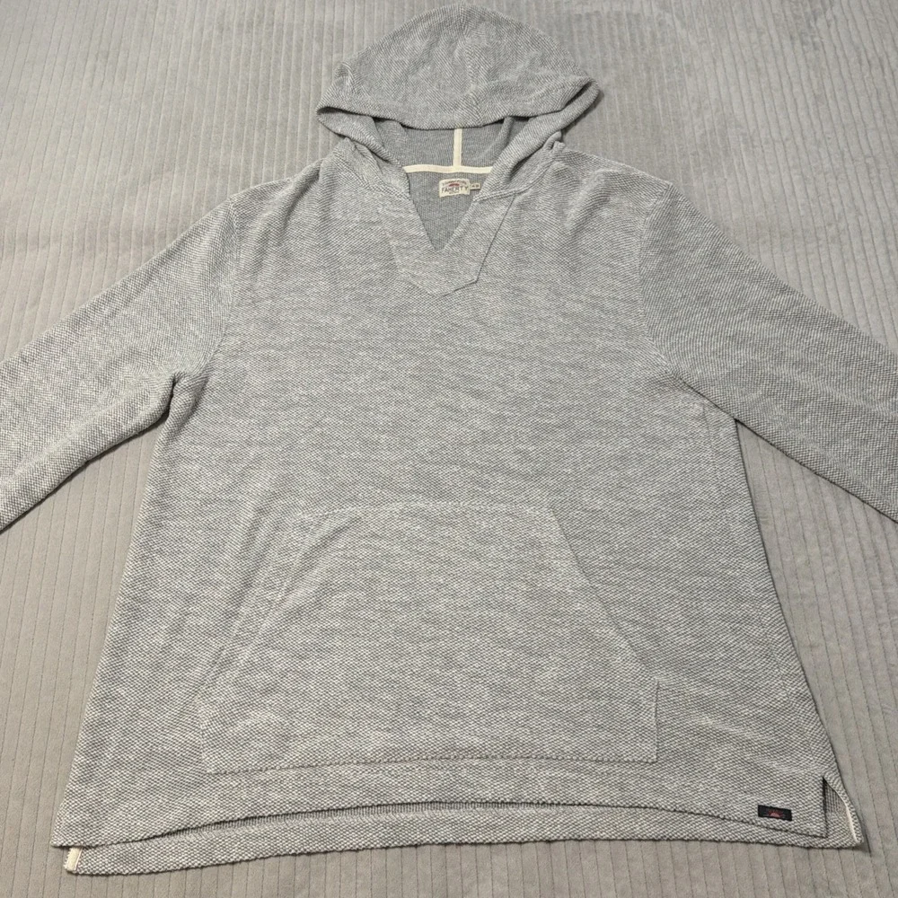 Faherty Whitewater Beach Hoodie Mens XL Gray Waffle Knit Pullover Sweater